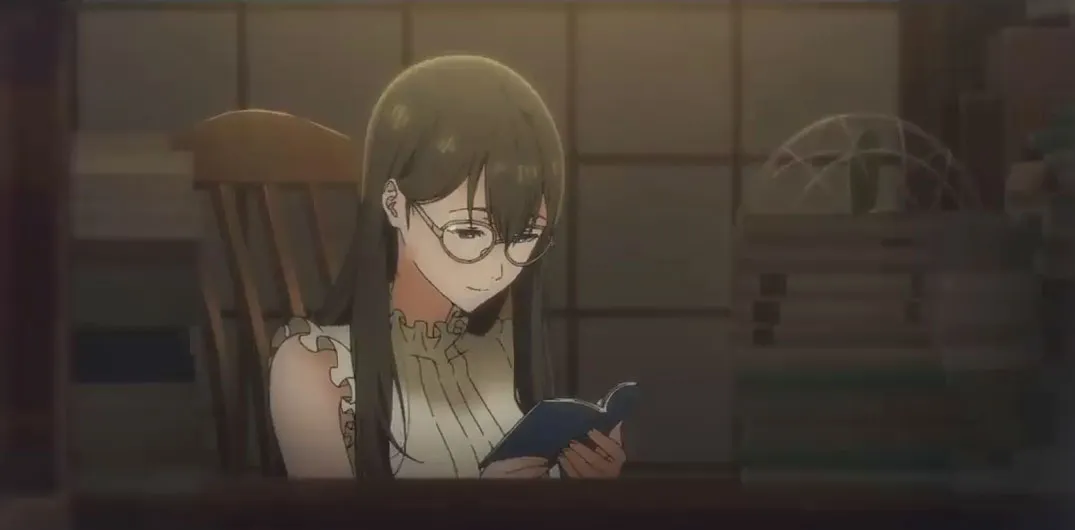 The female protagonist is reading a book