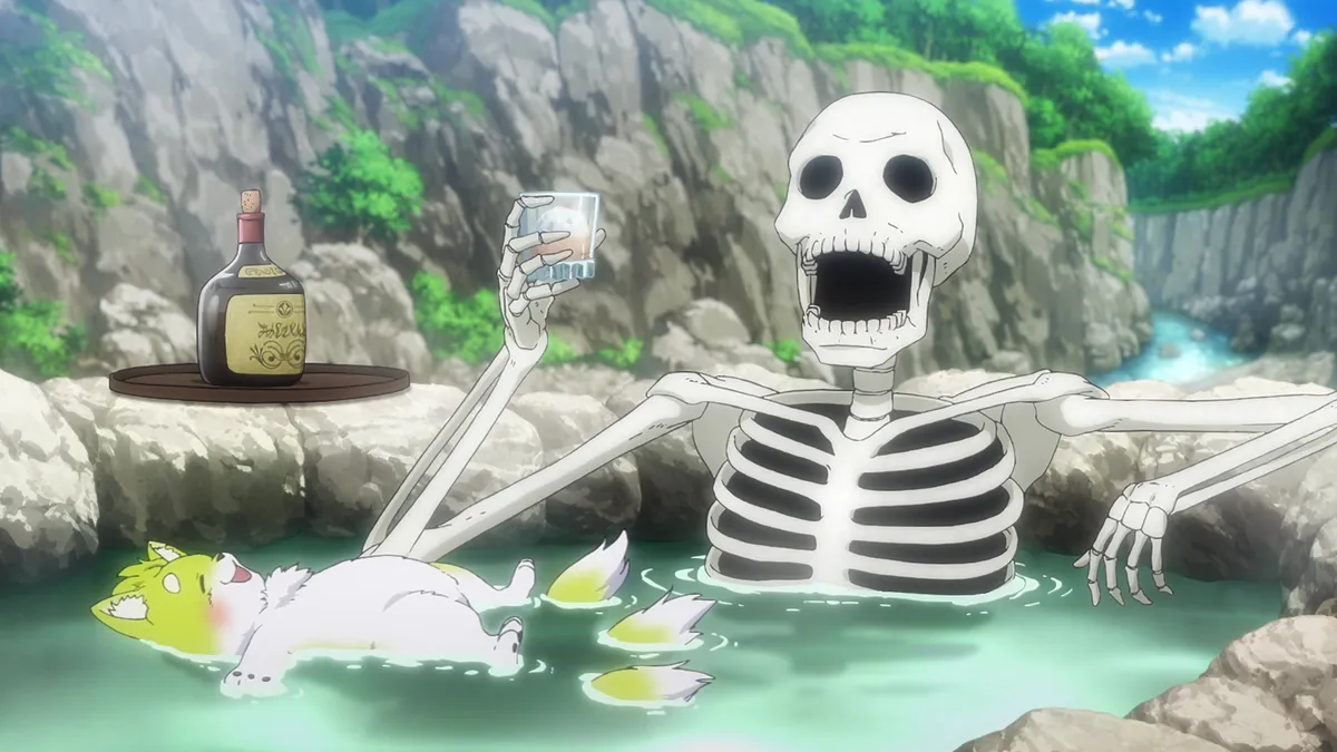 The Skeleton Knight is Relaxing in a Hot Spring