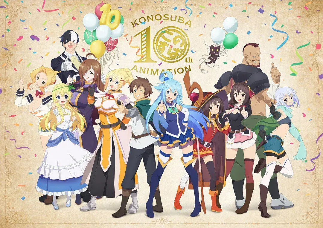 konosuba season 4 announced with latest teaser visual by author on 10th animation anniversary