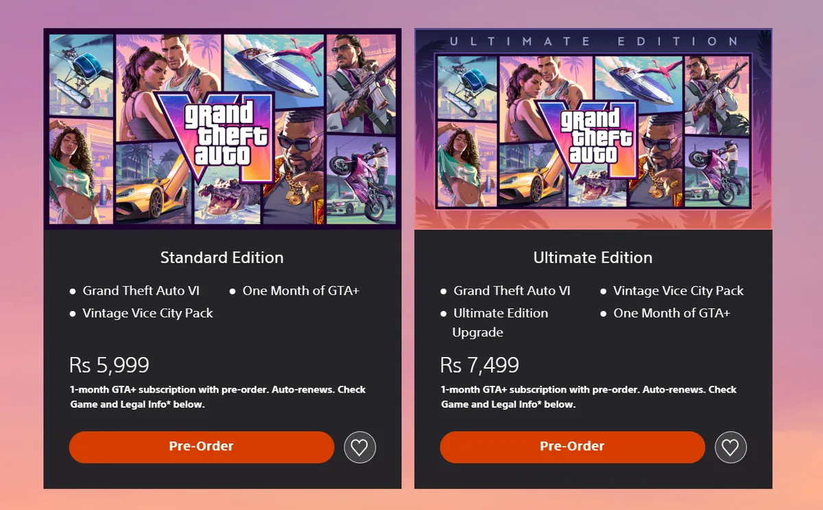 GTA 6 standard and ultimate edition cost